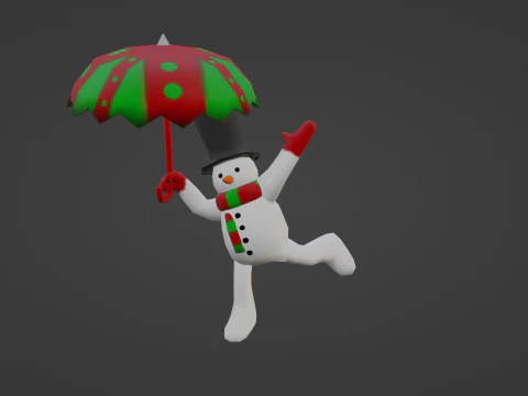 SNOWMAN WITH UMBRELLA 3D Model