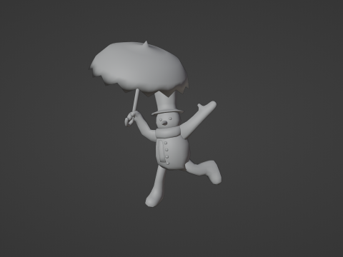 SNOWMAN WITH UMBRELLA Modello 3D