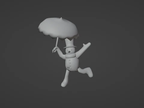 SNOWMAN WITH UMBRELLA 3D Model