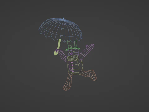 SNOWMAN WITH UMBRELLA 3D Model