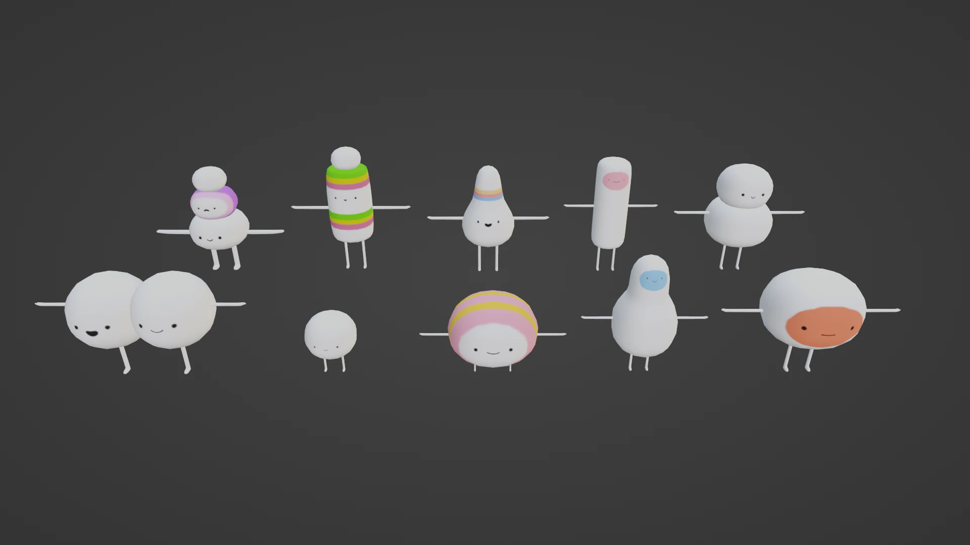 PACK OF 10 CUTE ARMY FROM ADVENTURE TIME 3D Model .c4d .max .obj .3ds .fbx .stl .blend 