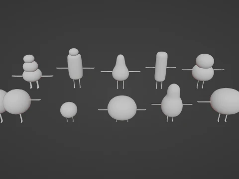 PACK OF 10 CUTE ARMY FROM ADVENTURE TIME 3D Model
