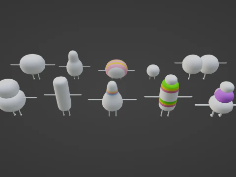PACK OF 10 CUTE ARMY FROM ADVENTURE TIME 3D Model