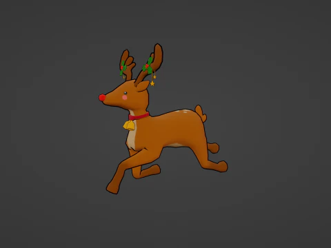 CUTE CHRISTMAS REINDEER READY TO USE 3D Model