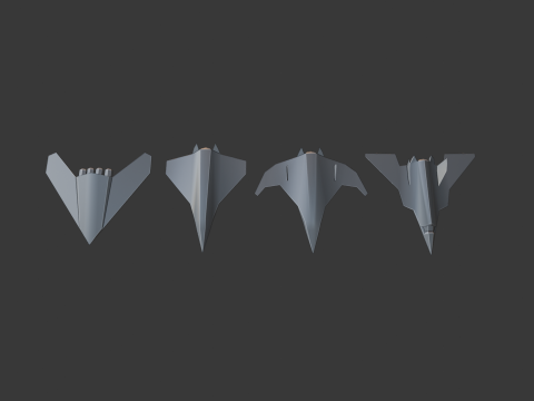 PACK OF 4 MILITARY FIGHTER PLANES 3D Model