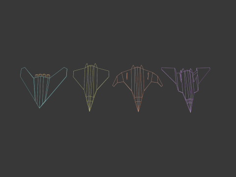 PACK OF 4 MILITARY FIGHTER PLANES 3D Model