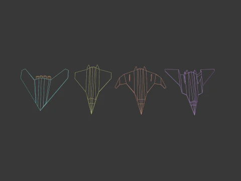 PACK OF 4 MILITARY FIGHTER PLANES 3D Model