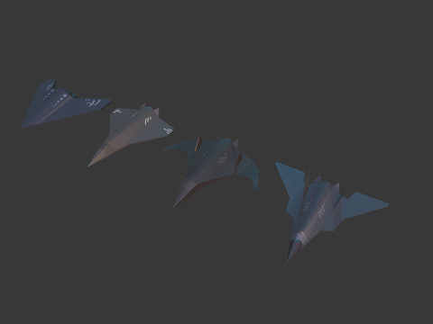 PACK OF 4 MILITARY FIGHTER PLANES 3D Model