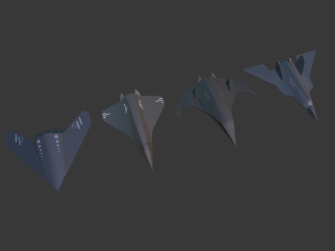PACK OF 4 MILITARY FIGHTER PLANES 3D Model