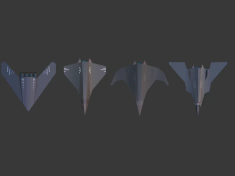 PACK OF 4 MILITARY FIGHTER PLANES 3D Model