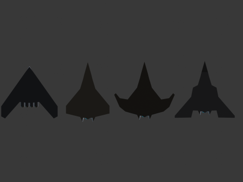 PACK OF 4 MILITARY FIGHTER PLANES 3D Model