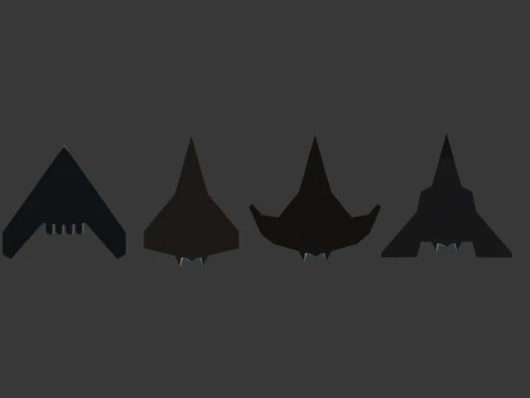 PACK OF 4 MILITARY FIGHTER PLANES 3D Model