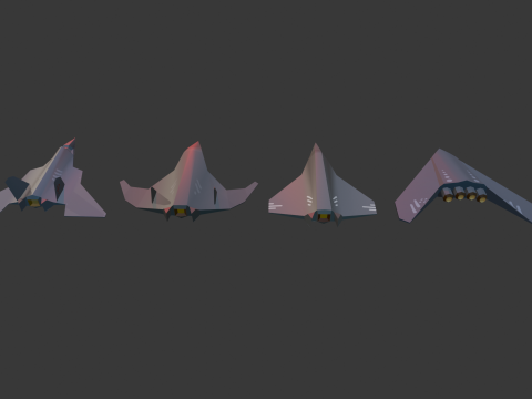 PACK OF 4 MILITARY FIGHTER PLANES 3D Model