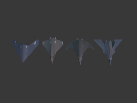 PACK OF 4 MILITARY FIGHTER PLANES 3D Model