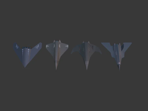PACK OF 4 MILITARY FIGHTER PLANES 3D Model