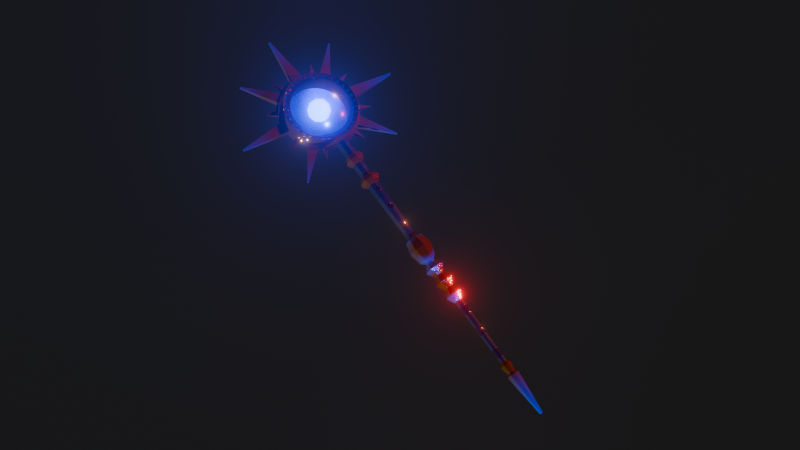 LOWPOLY MAGIC STAFF 3D Model .c4d .max .obj .3ds .fbx .stl .blend