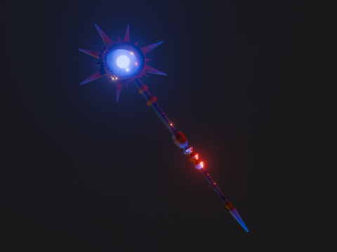 LOWPOLY MAGIC STAFF 3D Model