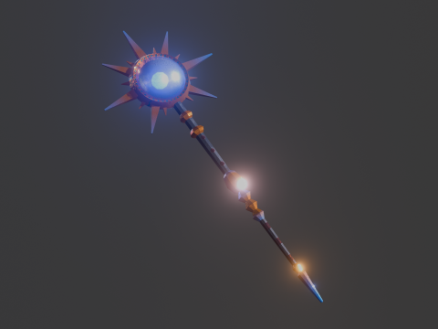 LOWPOLY MAGIC STAFF 3D Model
