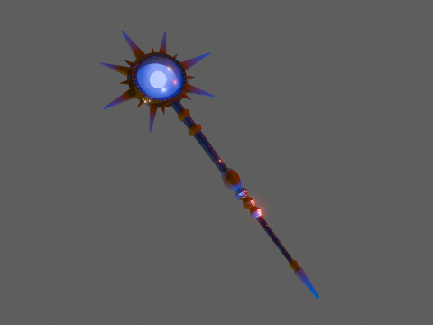 LOWPOLY MAGIC STAFF 3D Model