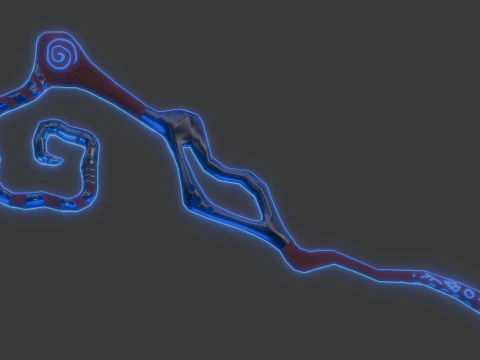 LOWPOLY MAGIC WOODEN STICK 3D Model