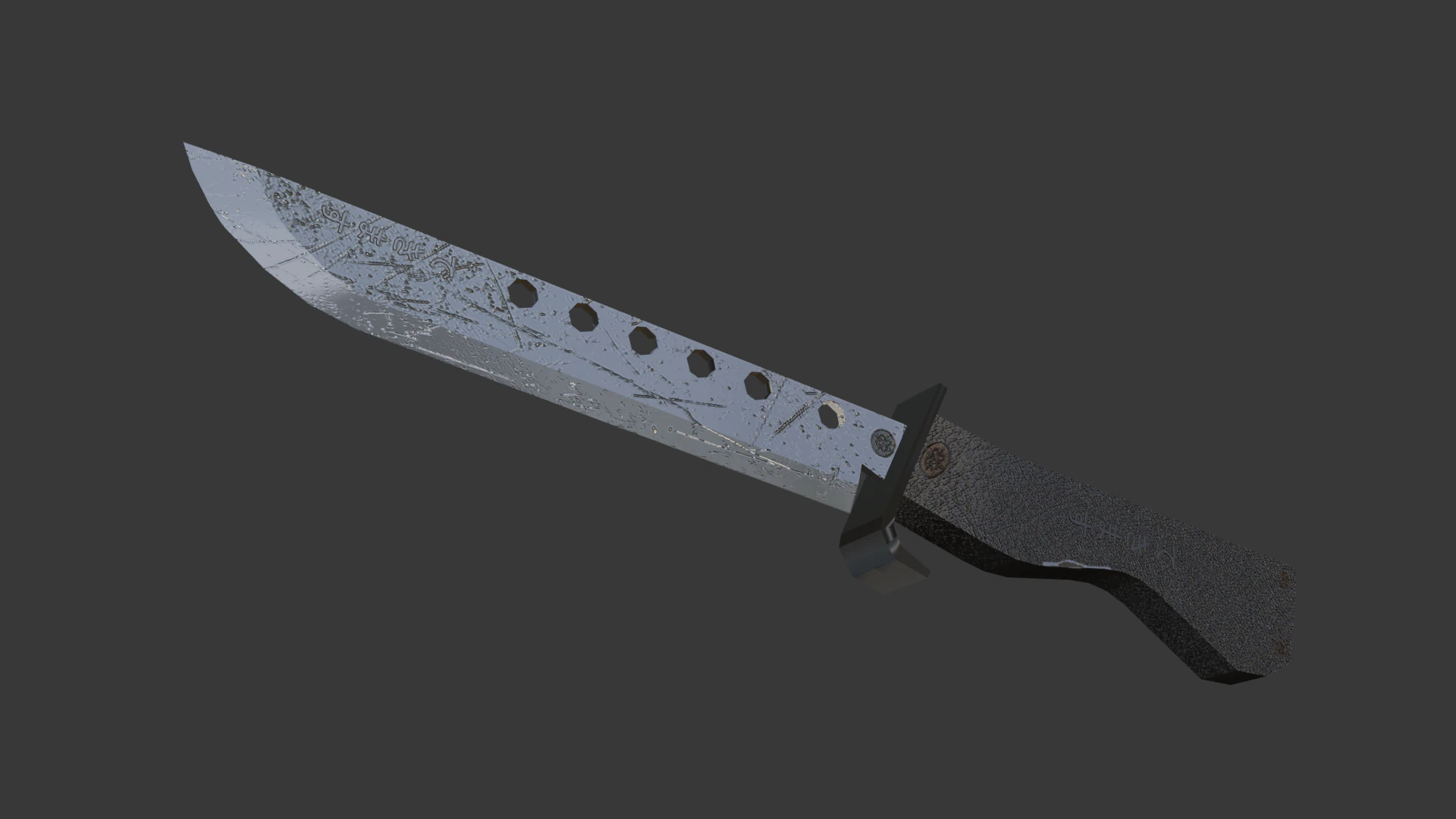 JAPANESE LOWPOLY DAMAGED KNIFE 3D Model .c4d .max .obj .3ds .fbx .stl .blend
