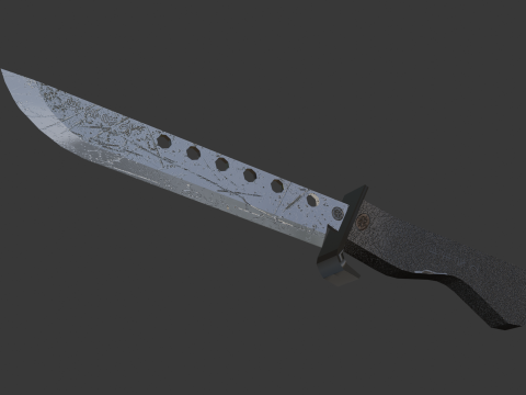 JAPANESE LOWPOLY DAMAGED KNIFE 3D Model