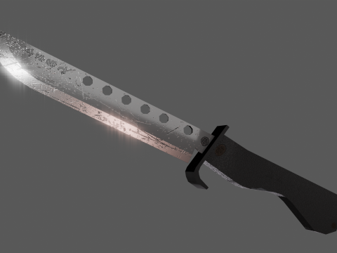 JAPANESE LOWPOLY DAMAGED KNIFE Modello 3D