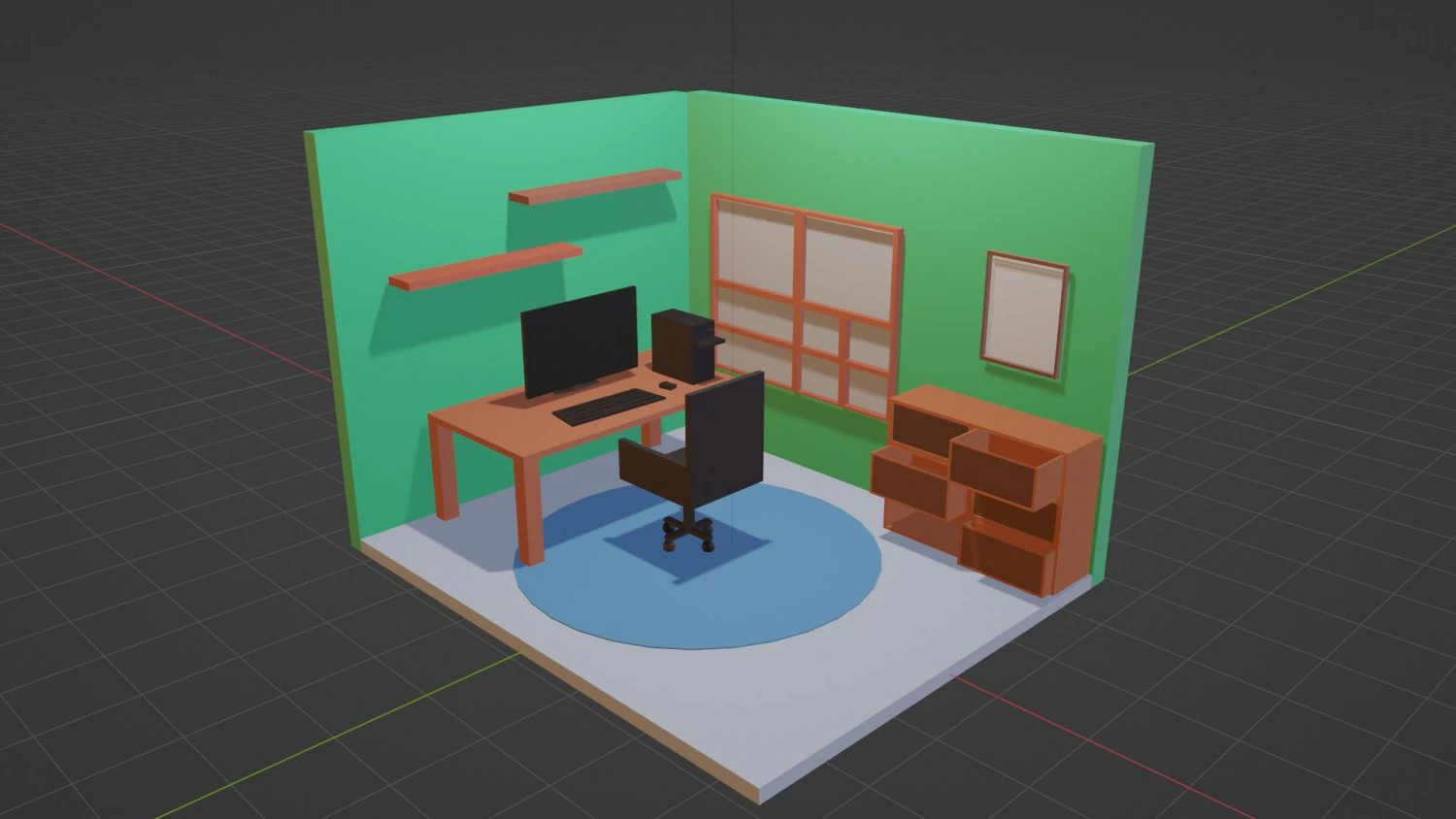 Computer Room Basic Model 3D Print Model .c4d .max .obj .3ds .fbx .stl .blend 