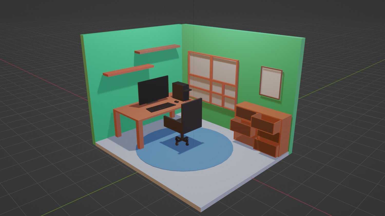 Computer Room Basic Model Бесплатно 3D Принт Модель in Декор 3DExport