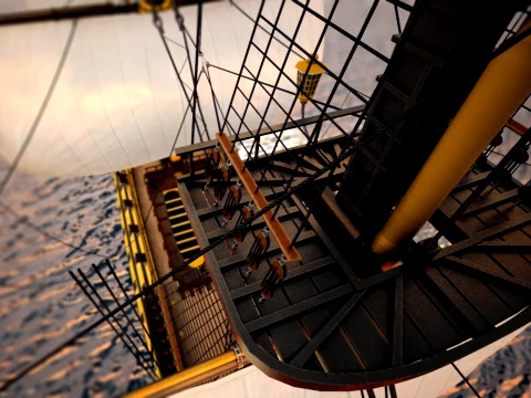 Historic HMS Victory Wooden Warship PBR High Detail 3D Model
