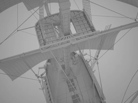 Historic HMS Victory Wooden Warship PBR High Detail 3D Model