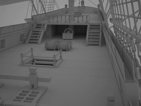 Historic HMS Victory Wooden Warship PBR High Detail 3D Model