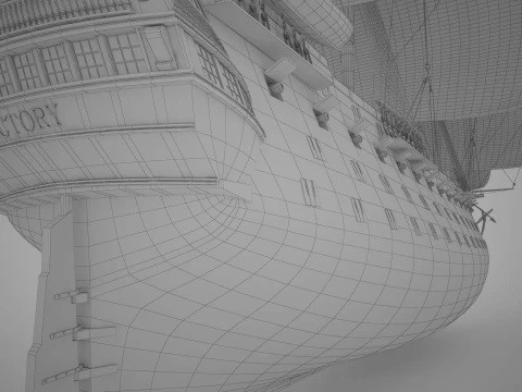 Historic HMS Victory Wooden Warship PBR High Detail 3D Model