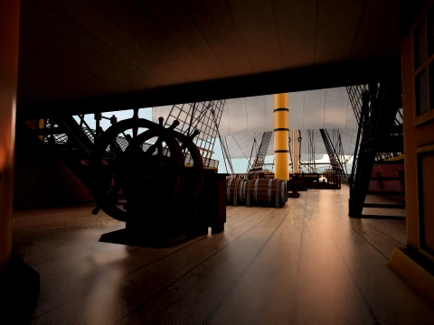 Historic HMS Victory Wooden Warship PBR High Detail 3D Model