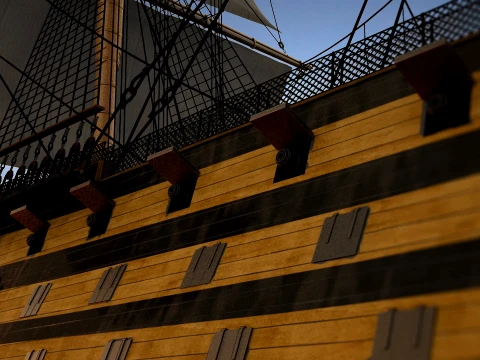Historic HMS Victory Wooden Warship PBR High Detail 3D Model