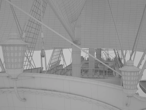Historic HMS Victory Wooden Warship PBR High Detail 3D Model