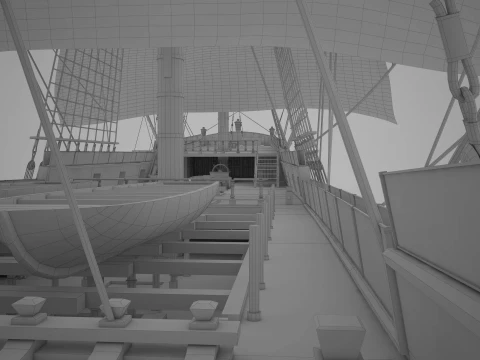 Historic HMS Victory Wooden Warship PBR High Detail 3D Model