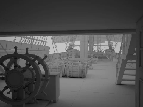Historic HMS Victory Wooden Warship PBR High Detail 3D Model