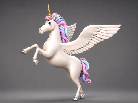 Stilisiertes Pegasus-Einhorn Low Poly PBR 3D Modell