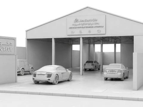 Automotive Technical Inspection Center Vehicle Inspection Station 3D Model