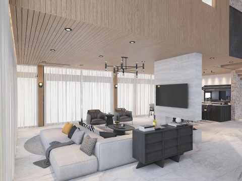 Modern Contemporary Living Interior 3D Model