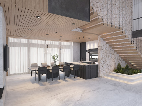 Modern Contemporary Living Interior 3D Model