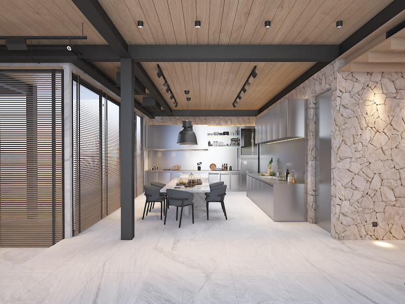 Nowoczesne współczesne wnętrze jadalni Model 3D .c4d .max .obj .3ds .fbx .stl .blend 