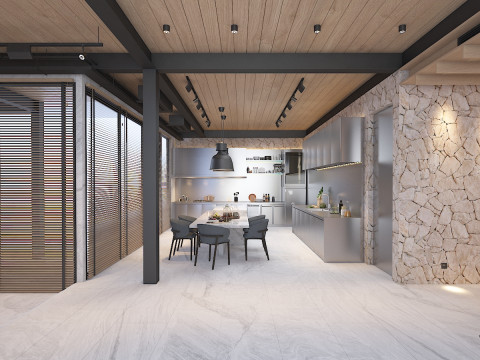 Modern eigentijds eetinterieur 3D Model