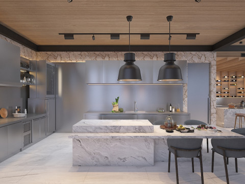 Nowoczesne współczesne wnętrze jadalni Model 3D