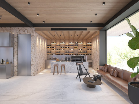 Nowoczesne współczesne wnętrze jadalni Model 3D