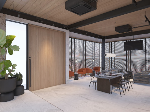 Nowoczesne współczesne wnętrze jadalni Model 3D