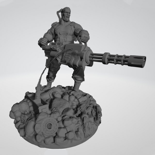 Punisher Diorama Ready to Print STL 3D Print Model .c4d .max .obj .3ds .fbx .stl .blend 