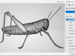 Grasshopper Insect Animal Ready to Print Model do druku 3D