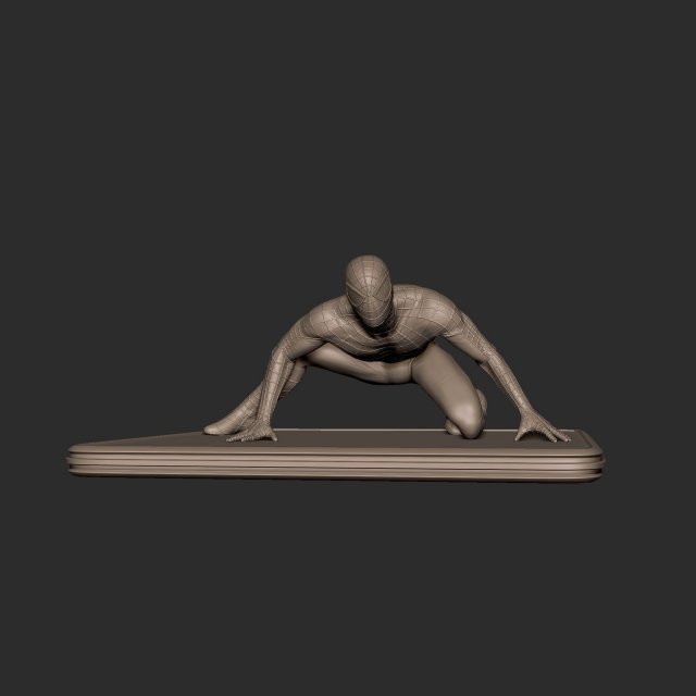 Spiderman Crouching on Table Ready to Print 3D 打印模型 .c4d .max .obj .3ds .fbx .stl .blend 